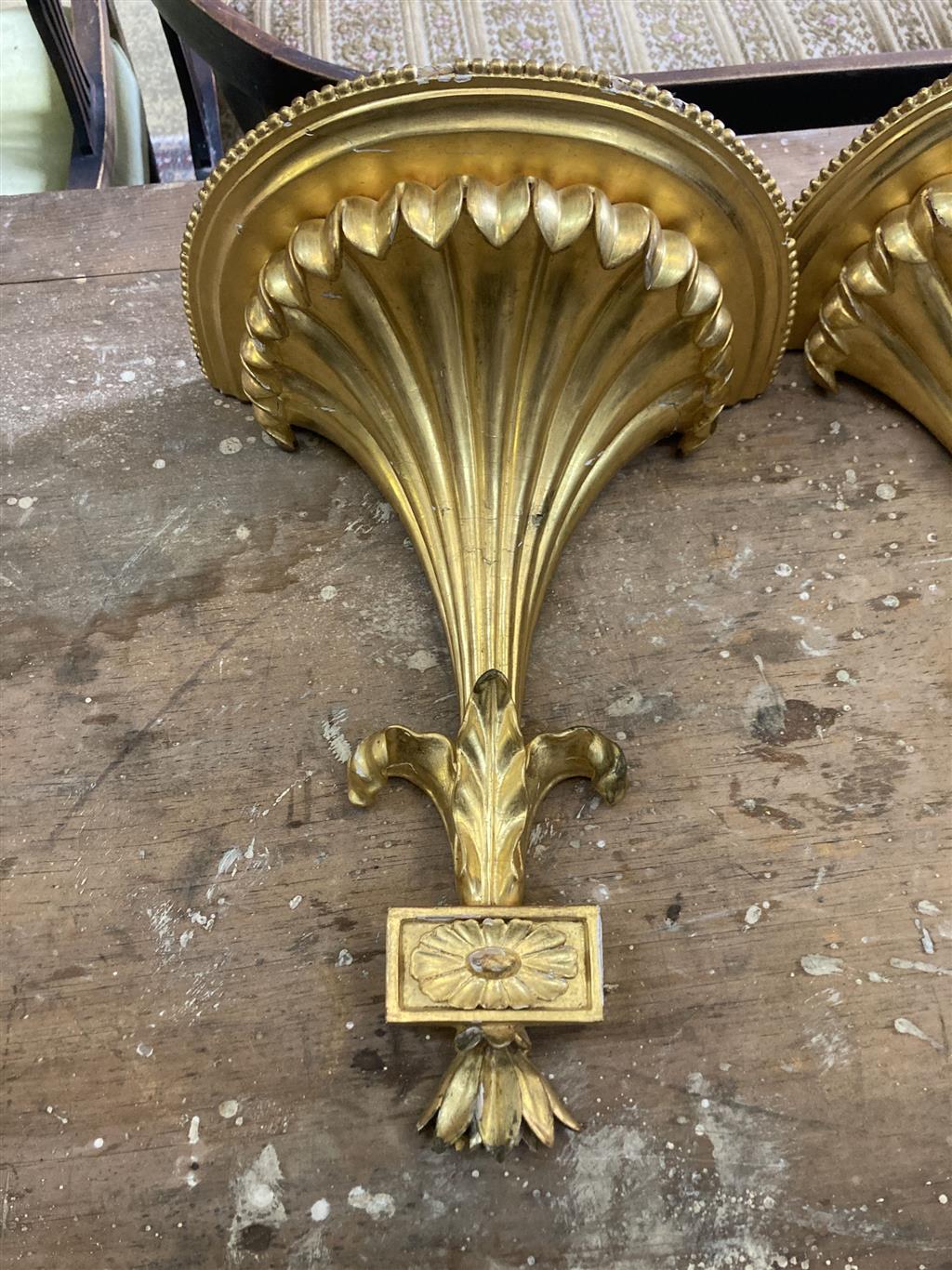 A pair of George III style giltwood wall brackets, height 40cm